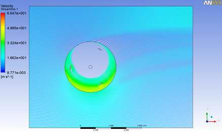 Velocity streamlines of single-blade VAWT