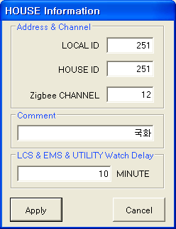 HOUSE Information 대화상자