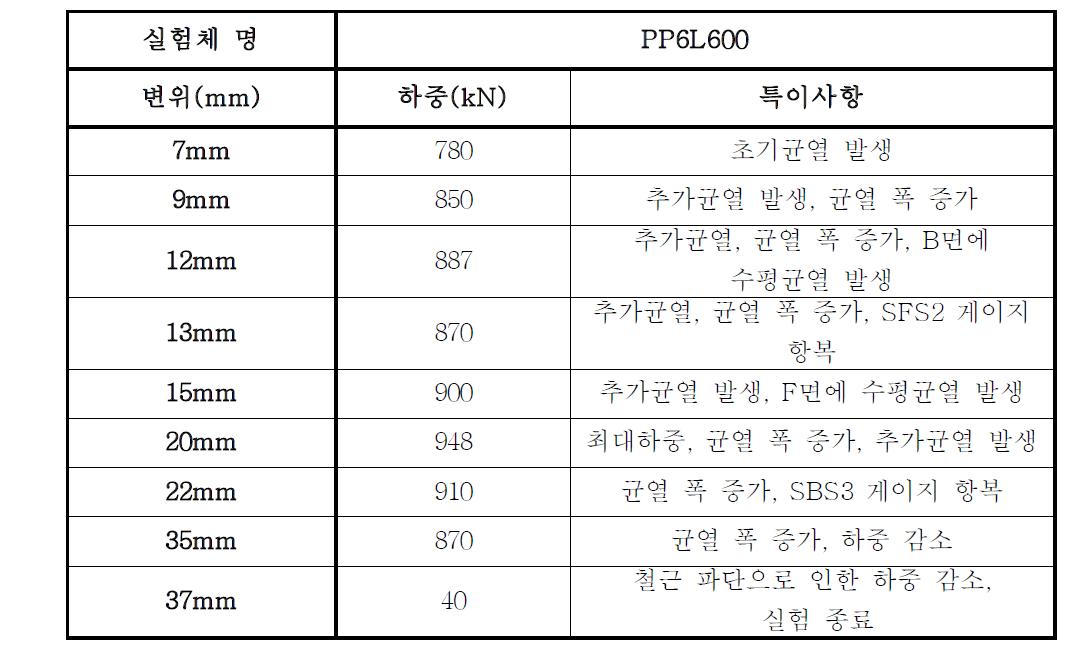 PP6L600 모델의 거동특성