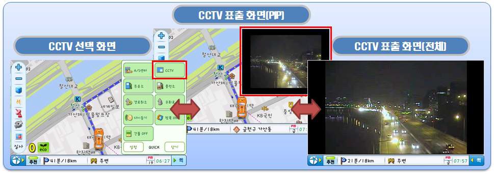 리얼 네비게이션 및 CCTV 교통정보 영상 표출