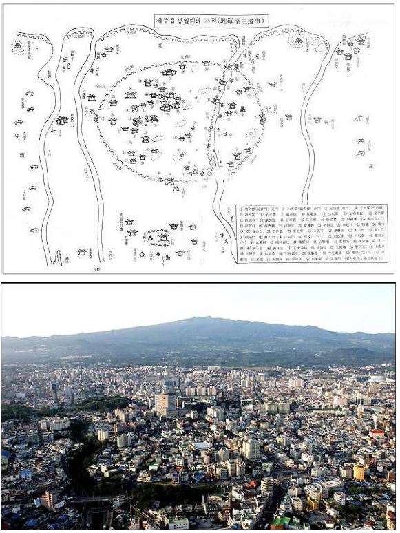 제주 원도심의 옛 지도와 현재 모습