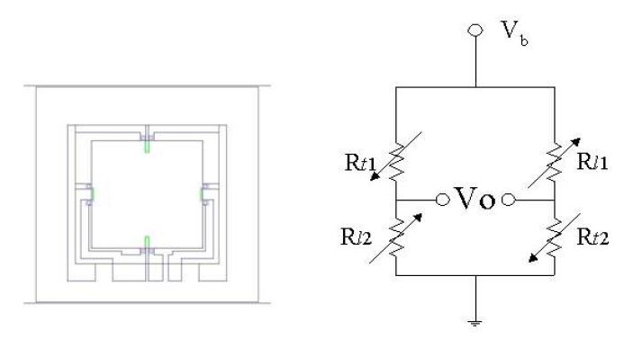 MEMS형 실리콘 압력센서의 레이아웃과 브리지회로