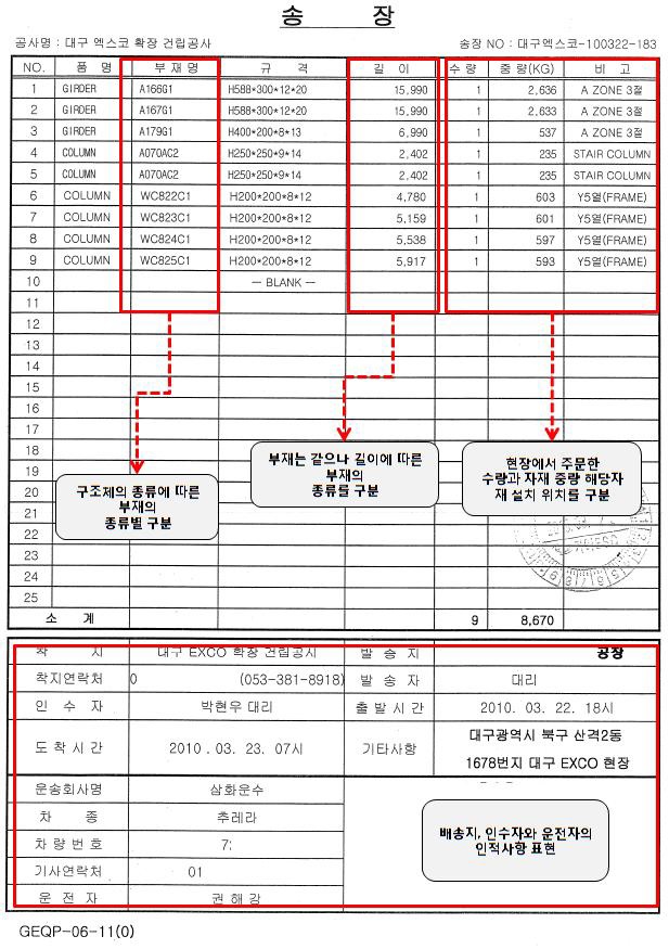 K엔지니어링社송장