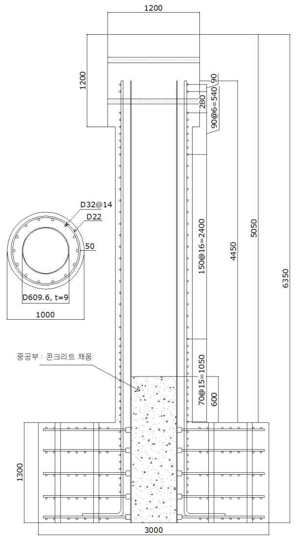 실규모 시험체의 상세 도면