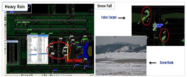 그림 5.1.3 강우 및 강설에 의한 Flase Target 발생 사례