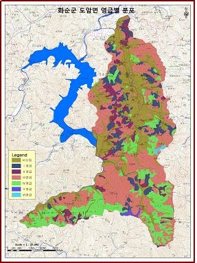 화순군 도암면 영급분포