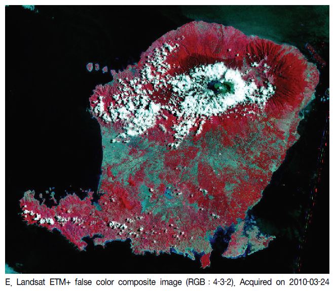 그림 5-4 롬복섬의 토지이용 및 변화탐지 분석에 사용된 Landsat 위성 영상