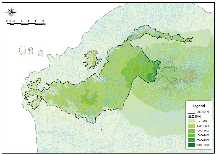 그림 5-9 KPHL Rinjani Barat의 표고 분포도