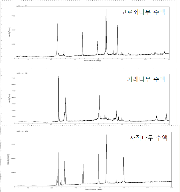 수액의 X-선 회절 peak