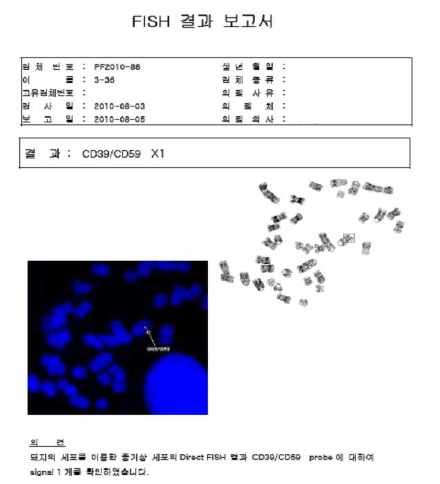 CD39/CD59 clonal cell line 3-36 FISH