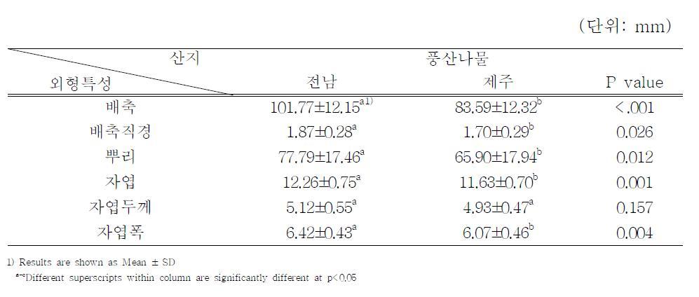 콩나물의 외형적 특성