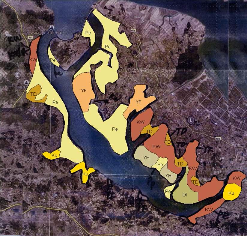 영산강 간척지 Digital Soil Map을 활용한 토양통 분류도