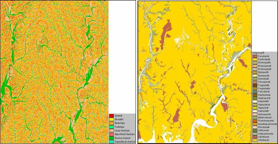 연구지역 3(강원도 지역)의 지형분류와 토양분포의 비교평가