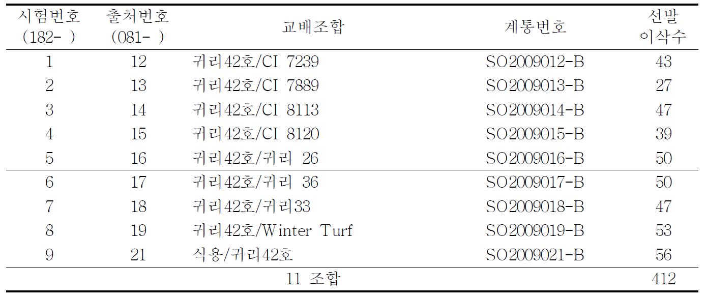 F2 세대 선발내용