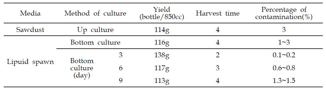 Selection of optimal methods for mushroom culture and uniform pinheading after 45 days of inoculation