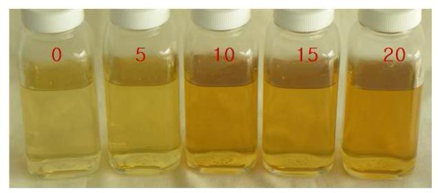 Status of vinegar using alcohol fermentation liquid added Agrocybe aegerita powder.
