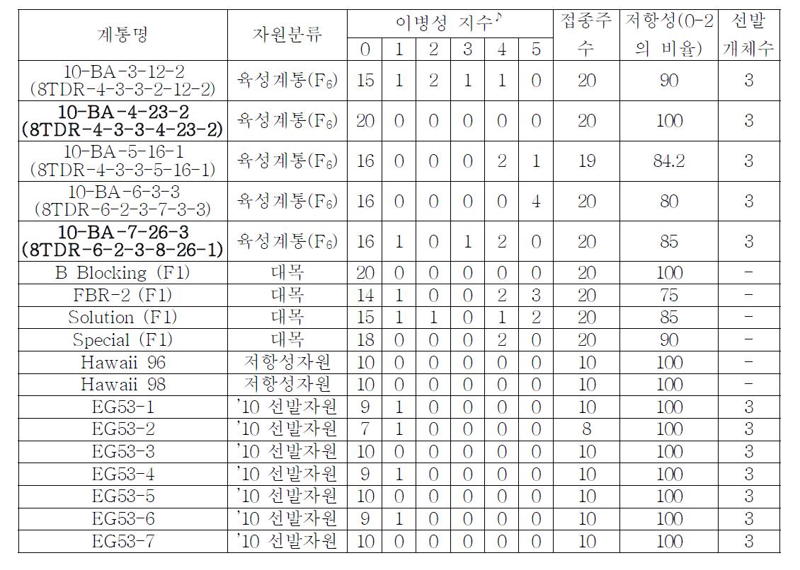 토마토 풋마름병 저항성 F6 계통의 인공접종 및 선발