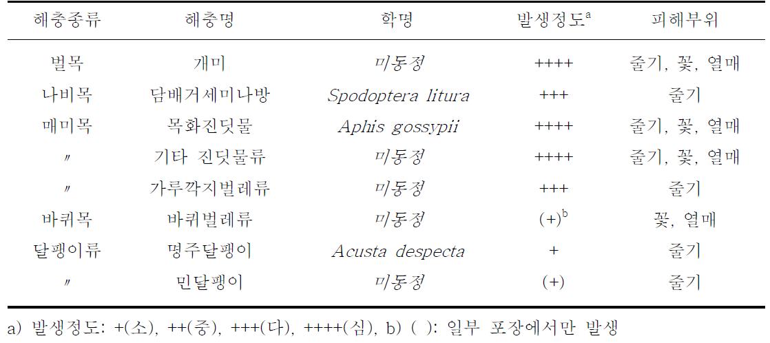 용과에 발생하는 해충 종류 및 피해