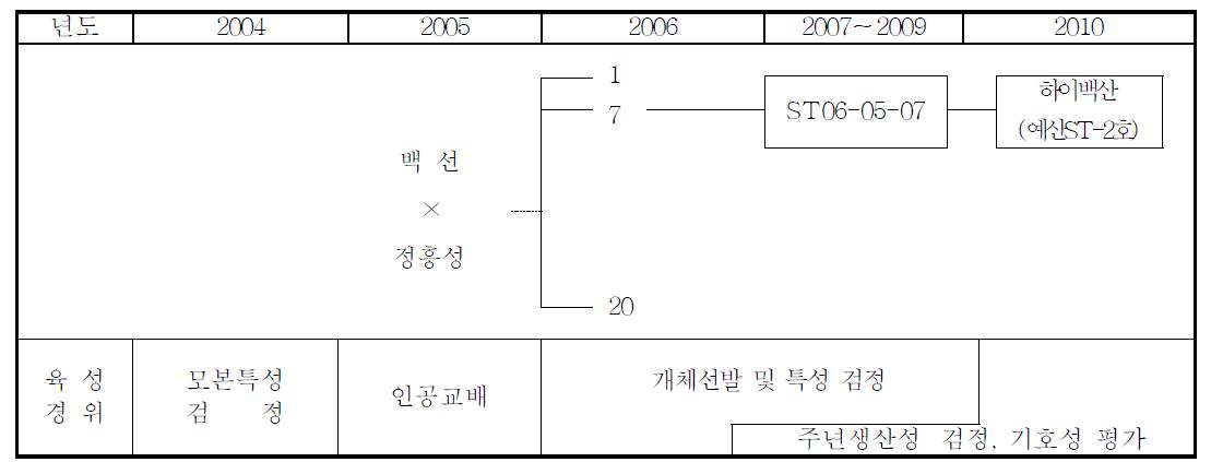 ‘하이백산’의 육성 계보도