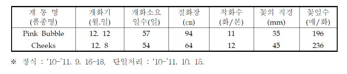 국화 ‘핑크버블’ 추계 억제재배 특성