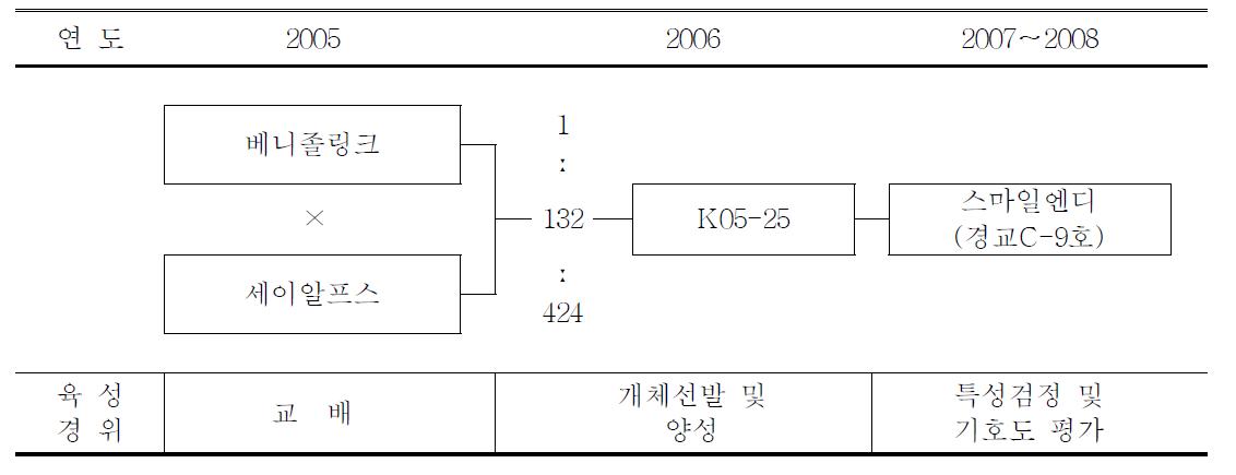 ‘스마일엔디’ 품종의 육성과정