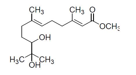 Juvenile hormone III diol [S-(-)-Dihydroxyfarnesic acid methyl ester]의 구조