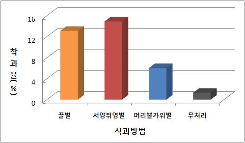 매실(망실)에서 봉종별 화분매개활동에 의한 착과율