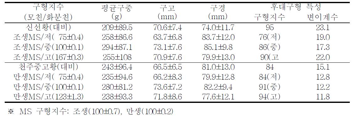 양파 F1채종재배 시 화분친의 구형지수별 채종종자의 후대 구형 특성 (’08～‘09)