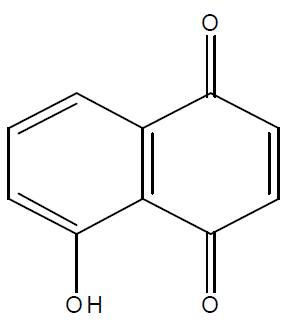 Juglone (5-Hydroxy-1,4-naphthoquinone)의 구조