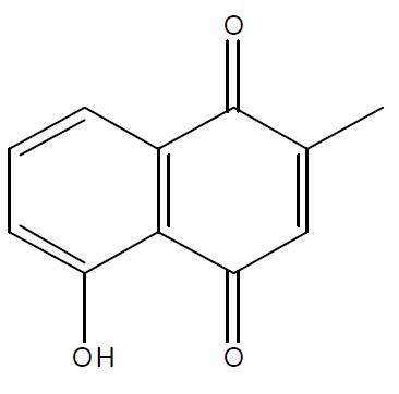 Plumbagin (5-Hydroxy-2-methyl-1,4-naphthoquinone)의 구조