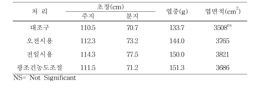 탄산가스 시용방법에 따른 파프리카 초기 생육(11. 11 피에스타)