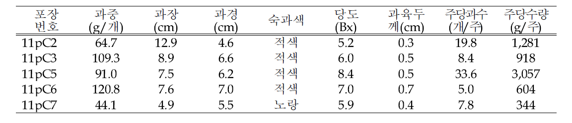 선발 고정된 계통들의 특성 평가