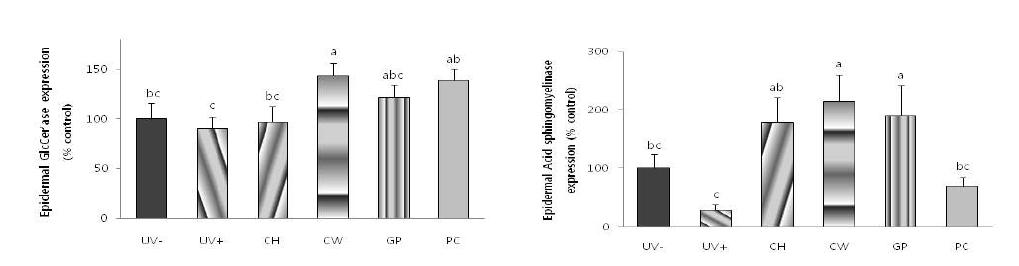 Ceramide, Glucosylceramide 및 sphingomyelin 함량