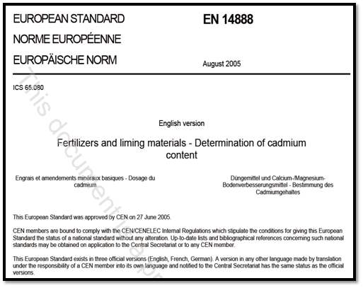 CEN에 제시된 비료 내 Cd 분석방법