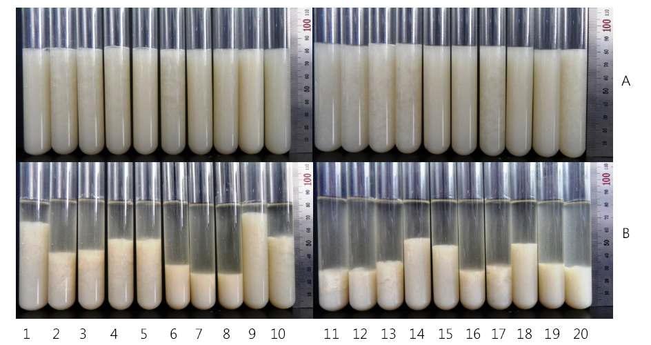 Physical stability of the solids in makgeolli.