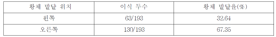 미경산우의 난소 간 황체발생 비율