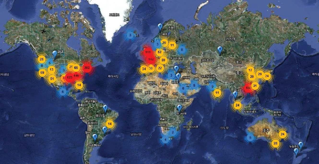 Next Generation Genomics: World Map of High-throughput Sequencers(2011년)