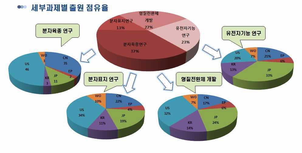 세부과제별 출원 점유율