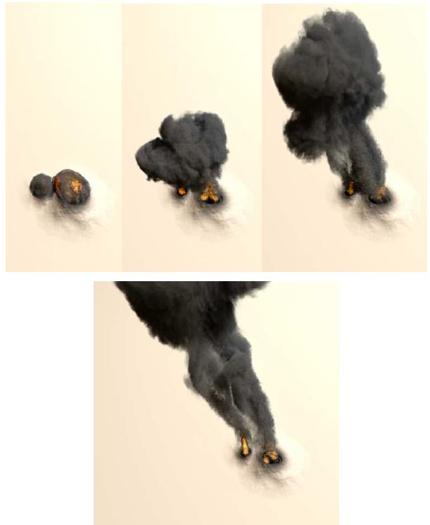 그림 60 : 연기 시뮬레이션을 절차적 쉐이더를 적용하여 렌더링된 이미지
