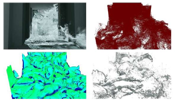 그림 63 : 유체 시뮬레이션의 표면 메쉬와 splash, bubble 입자를 렌더링한 결과 이미지