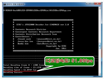 ETRI JPEG2000 디코더 성능
