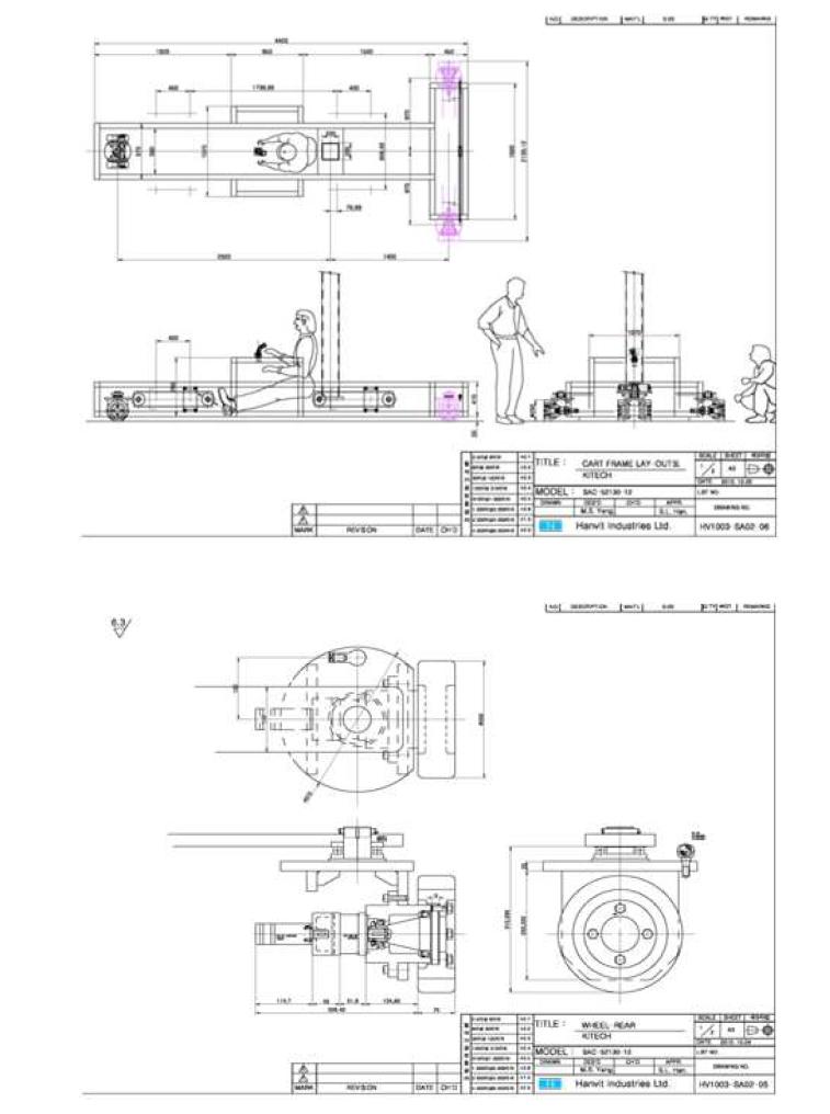 모바일 베이스 구조 및 구동부 바퀴 설계 도면