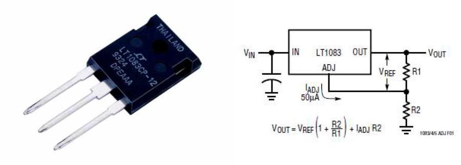 Power regulator LT1083CP.