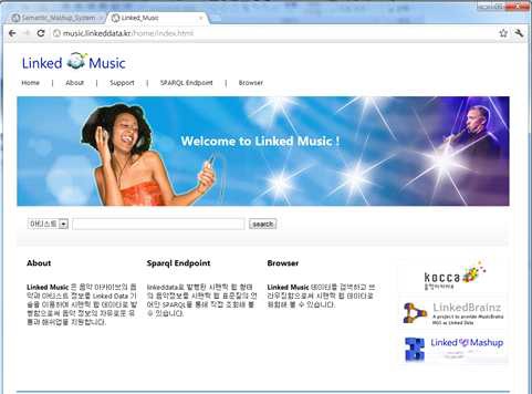 그림 89 Linked Music 서비스 홈페이지