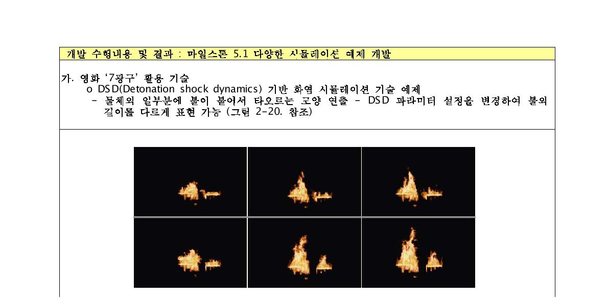 DSD 파라미터 설정 변경에 따른 불의 모양 연출