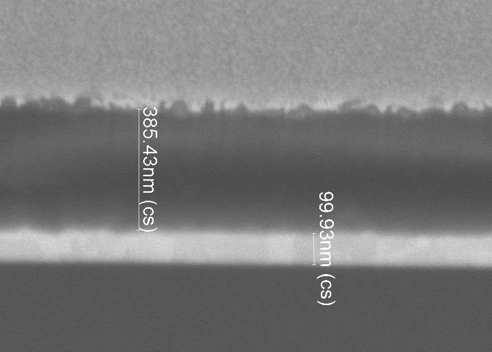 FIB로 관찰한 골드표면 위의 silica encapsulated ZnSe layer