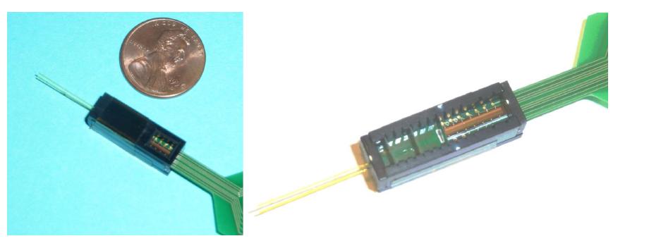 Images of 3rd version of the micro-spectrometer neural sensing system with optical probes.