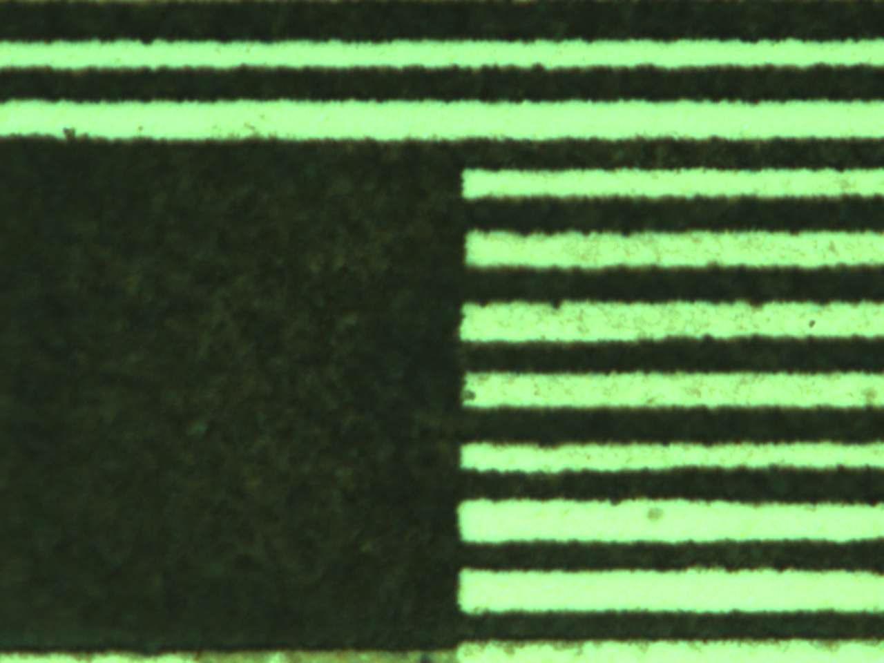 Microscope images of a Fresnel lens after wet etching.