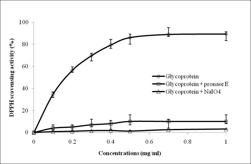 Activities of the glycoprotein treated with deactivating agents. Theglycoprotein was treated with either pronase E or NaIO4