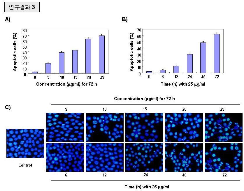 Induction of apoptosis by LJGP in AGS human gastric cancer cells (A)Flow cytometry assay and (B) DAPI staining for chromatin condensation.